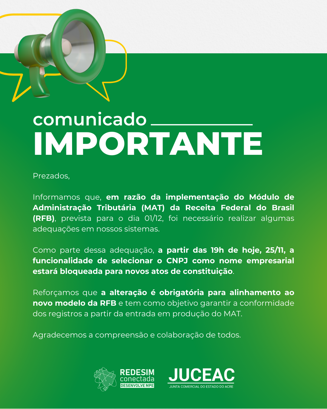 Aviso Importante